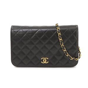 CHANEL Matelasse Chain Shoulder Bag Leather Black A03568 Vintage 90279071